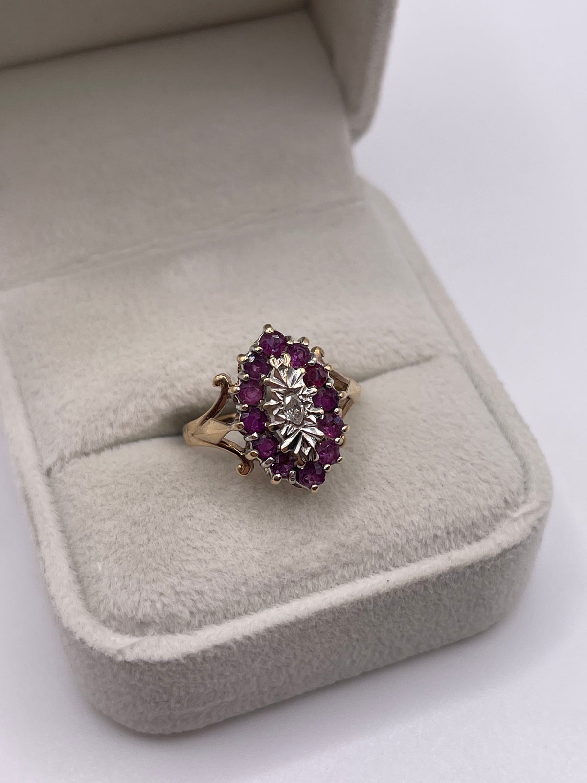 9ct gold ruby and diamond ring
