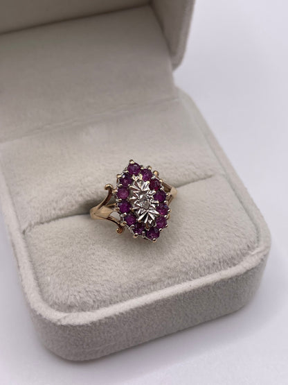 9ct gold ruby and diamond ring