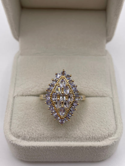 9ct gold tanzanite and diamond ring