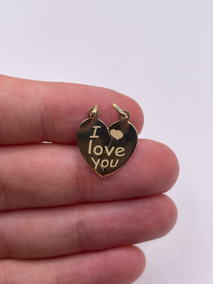 9ct gold split heart pendant