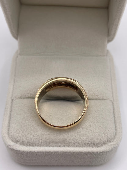 9ct gold garnet and diamond gypsy ring