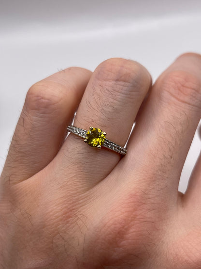 9ct gold sphene and zircon ring