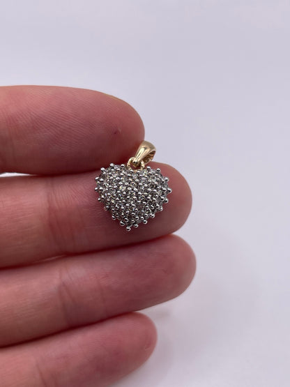 9ct gold diamond heart cluster pendant