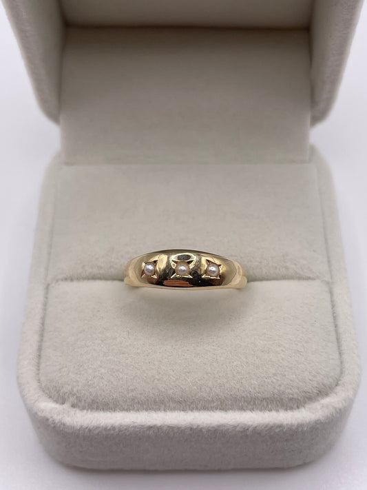 9ct gold pearl gypsy ring