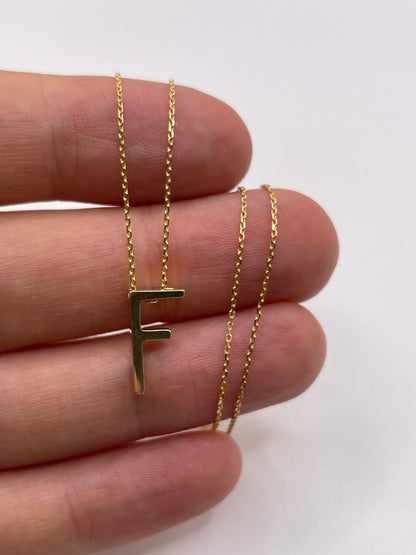 9ct gold initial F necklace