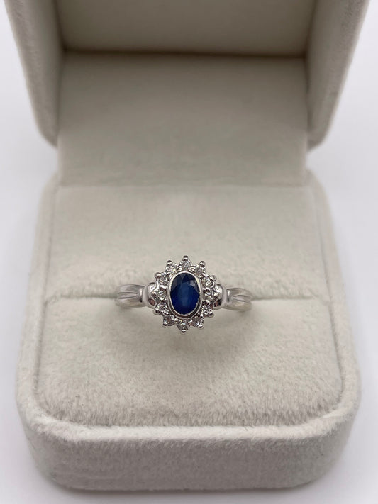 9ct white gold sapphire and diamond ring