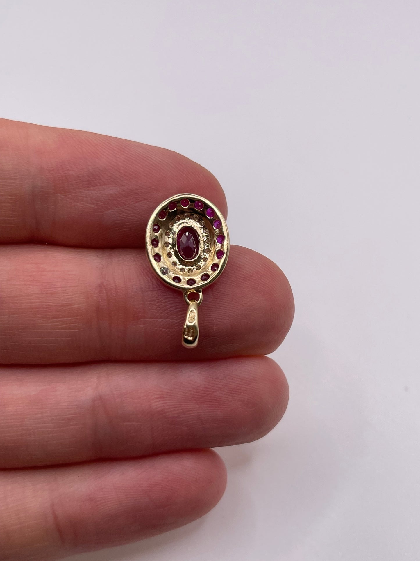 9ct gold ruby and diamond pendant