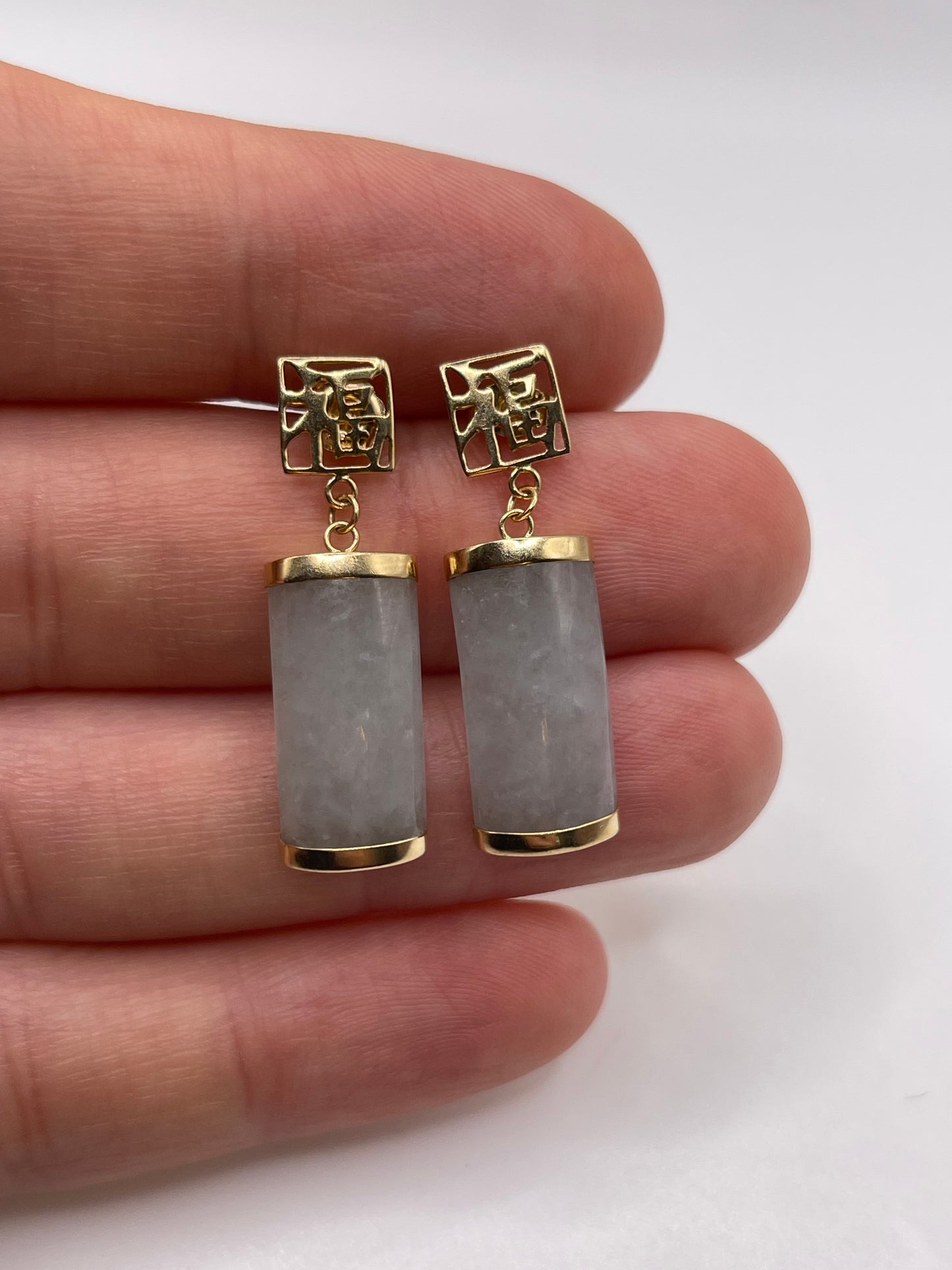 9ct gold jade earrings