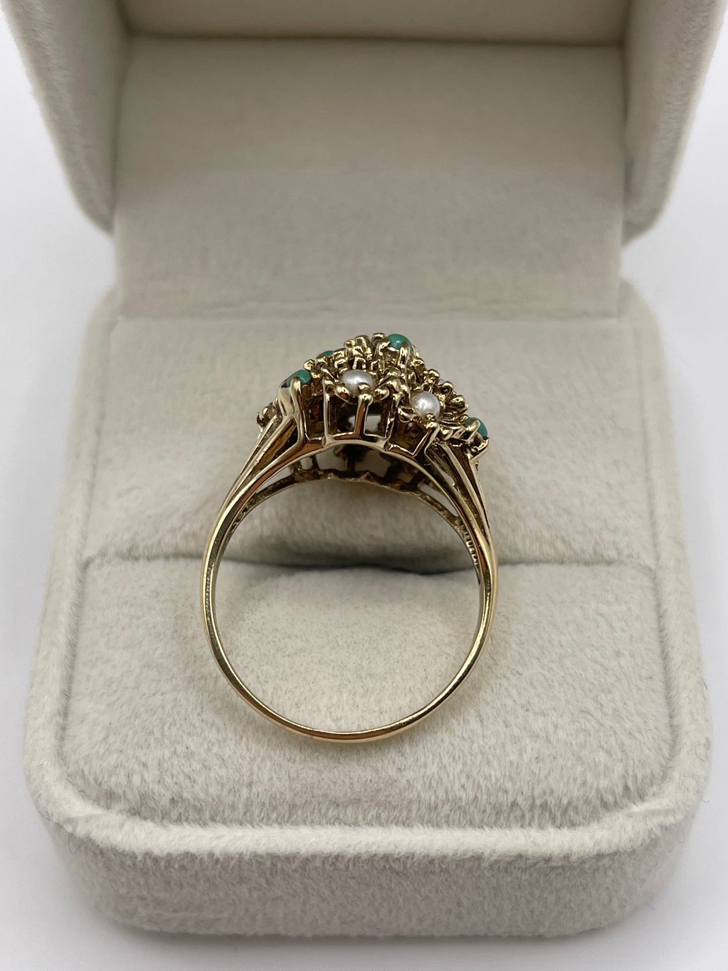 9ct gold pearl and turquoise ring