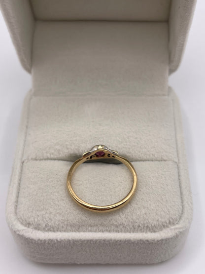 9ct gold ruby and diamond ring