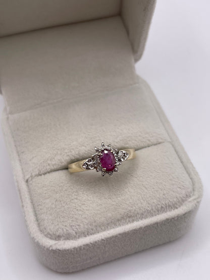 9ct gold ruby and diamond ring