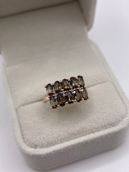 9ct gold quartz and diamond ring