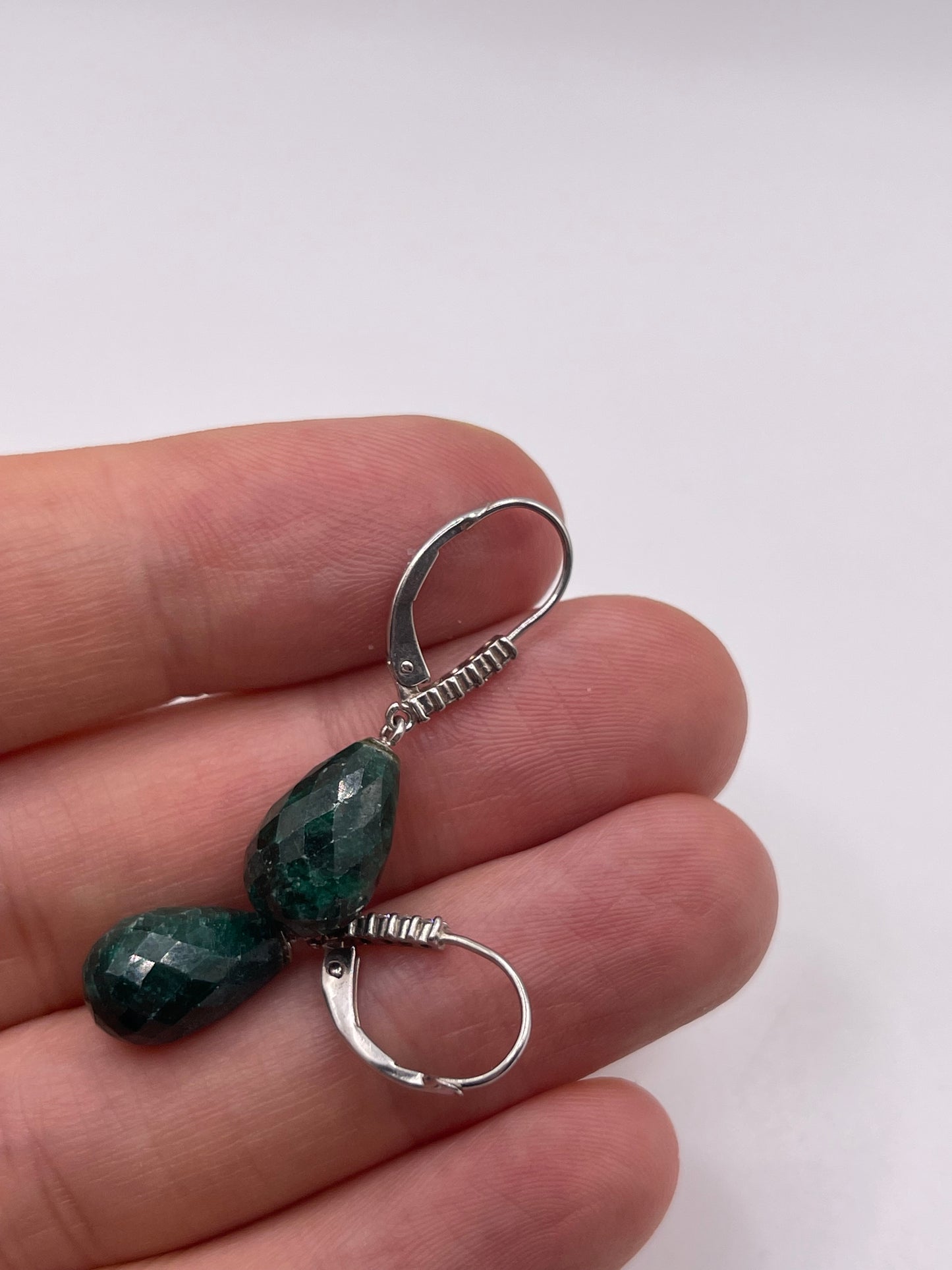 9ct white gold emerald and diamond earrings