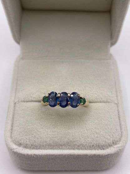 9ct gold sapphire and emerald ring