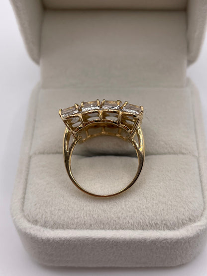 9ct gold rainbow moonstone and diamond ring
