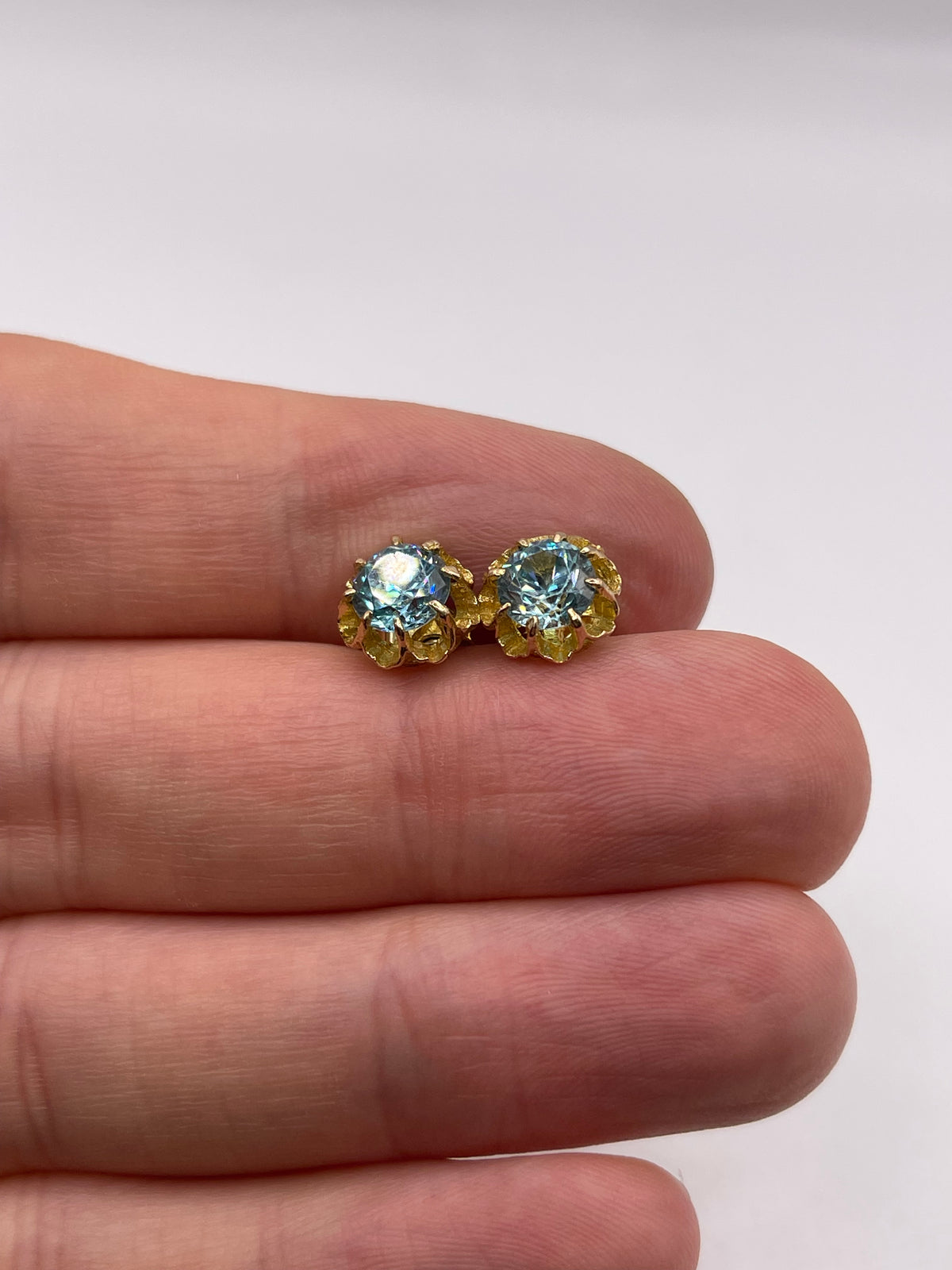 9ct gold blue zircon earrings