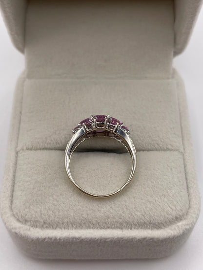 9ct white gold pink sapphire and diamond ring