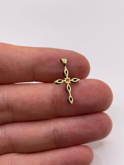 9ct gold sapphire and diamond cross pendant