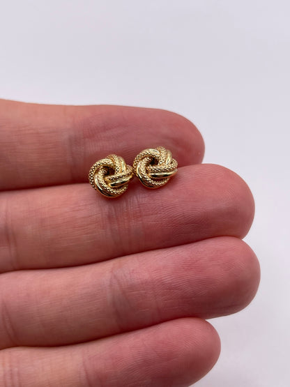 9ct gold frosted knot earrings