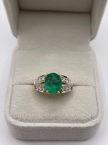 18ct gold emerald and diamond ring