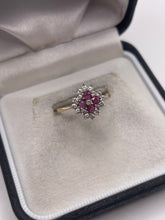 Load image into Gallery viewer, 9ct gold ruby and cz ring
