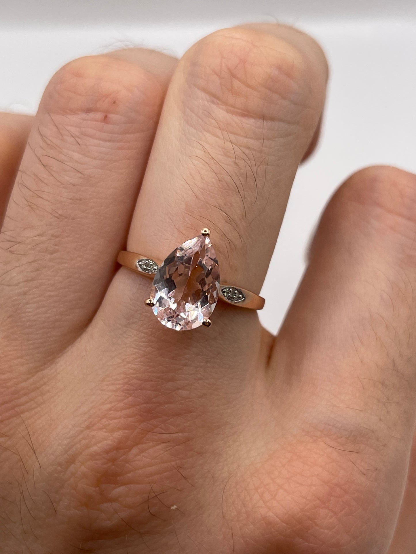 9ct rose gold morganite and diamond ring