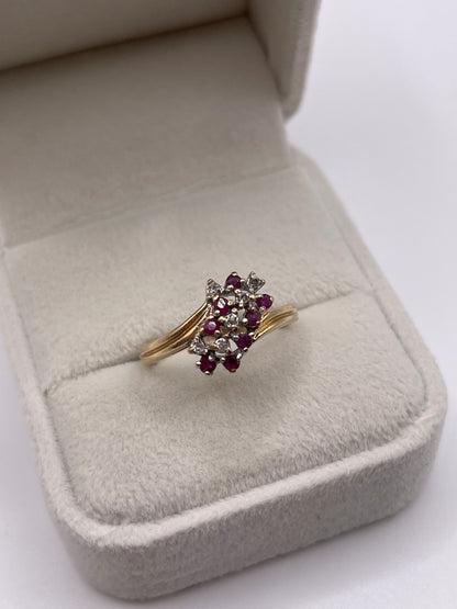 9ct gold ruby and diamond ring