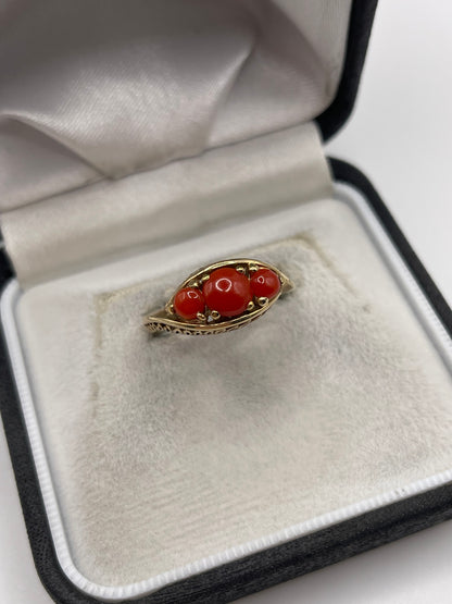 9ct gold coral ring