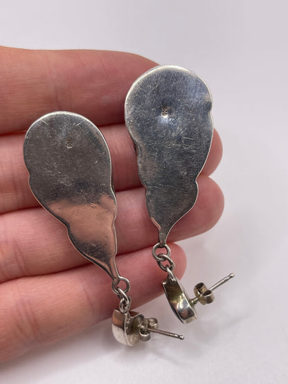 Unusual silver lapis lazuli earrings