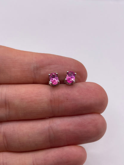 9ct white gold pink topaz earrings