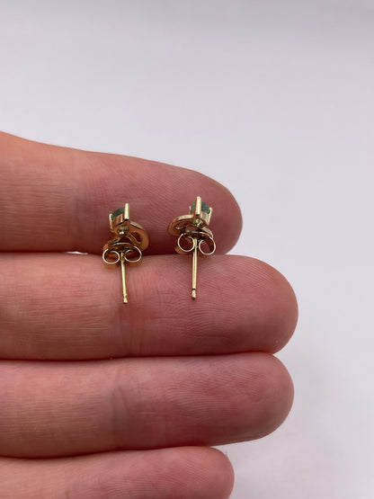 9ct gold emerald and diamond earrings