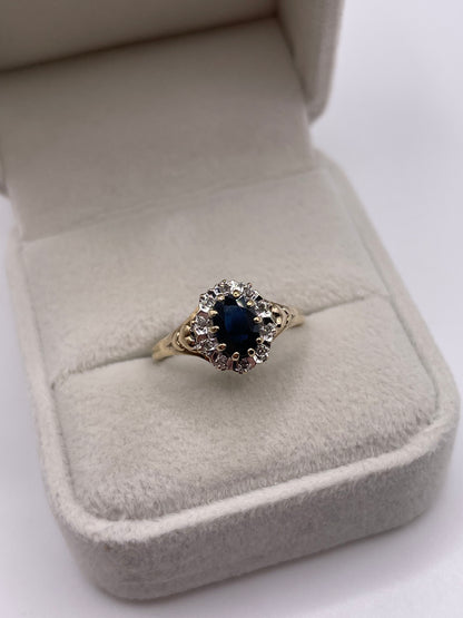 9ct gold sapphire and diamond ring