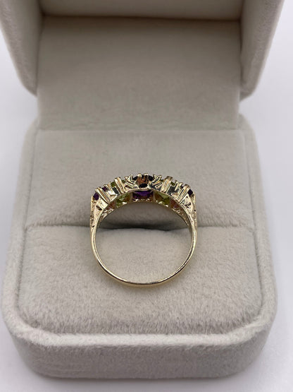 9ct gold amethyst and peridot ring