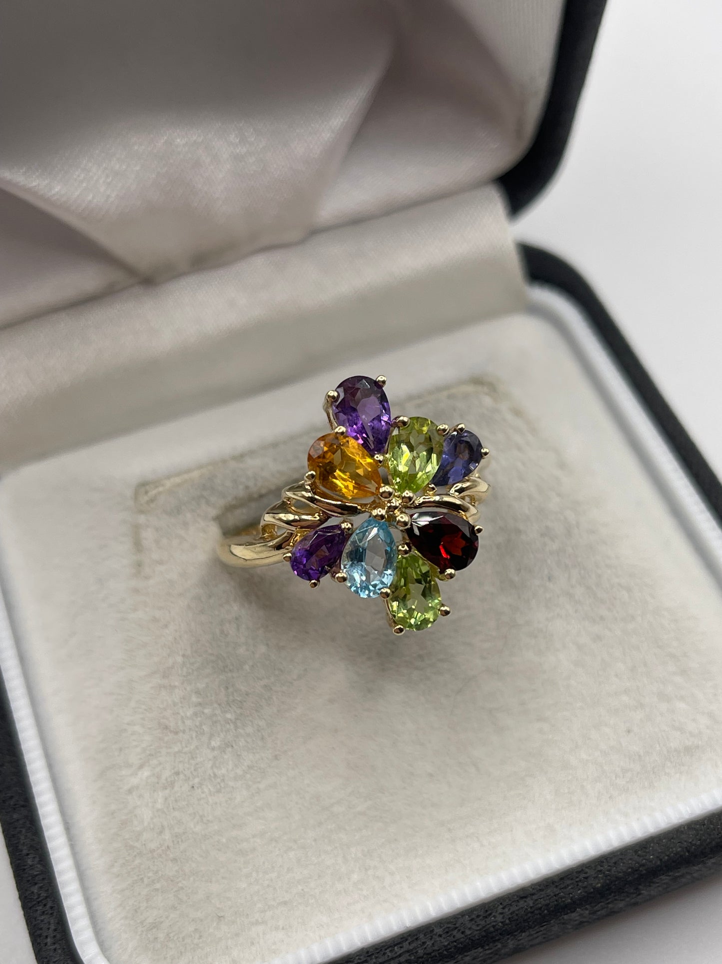 9ct gold multi gemstone ring