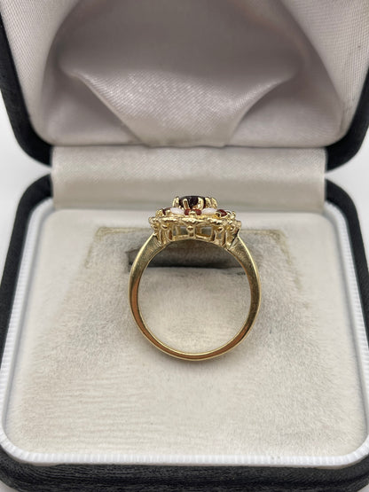9ct gold garnet and opal ring