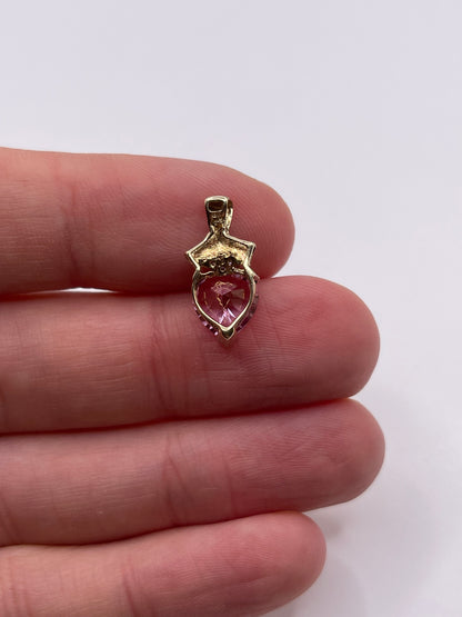 9ct gold pink topaz and diamond pendant