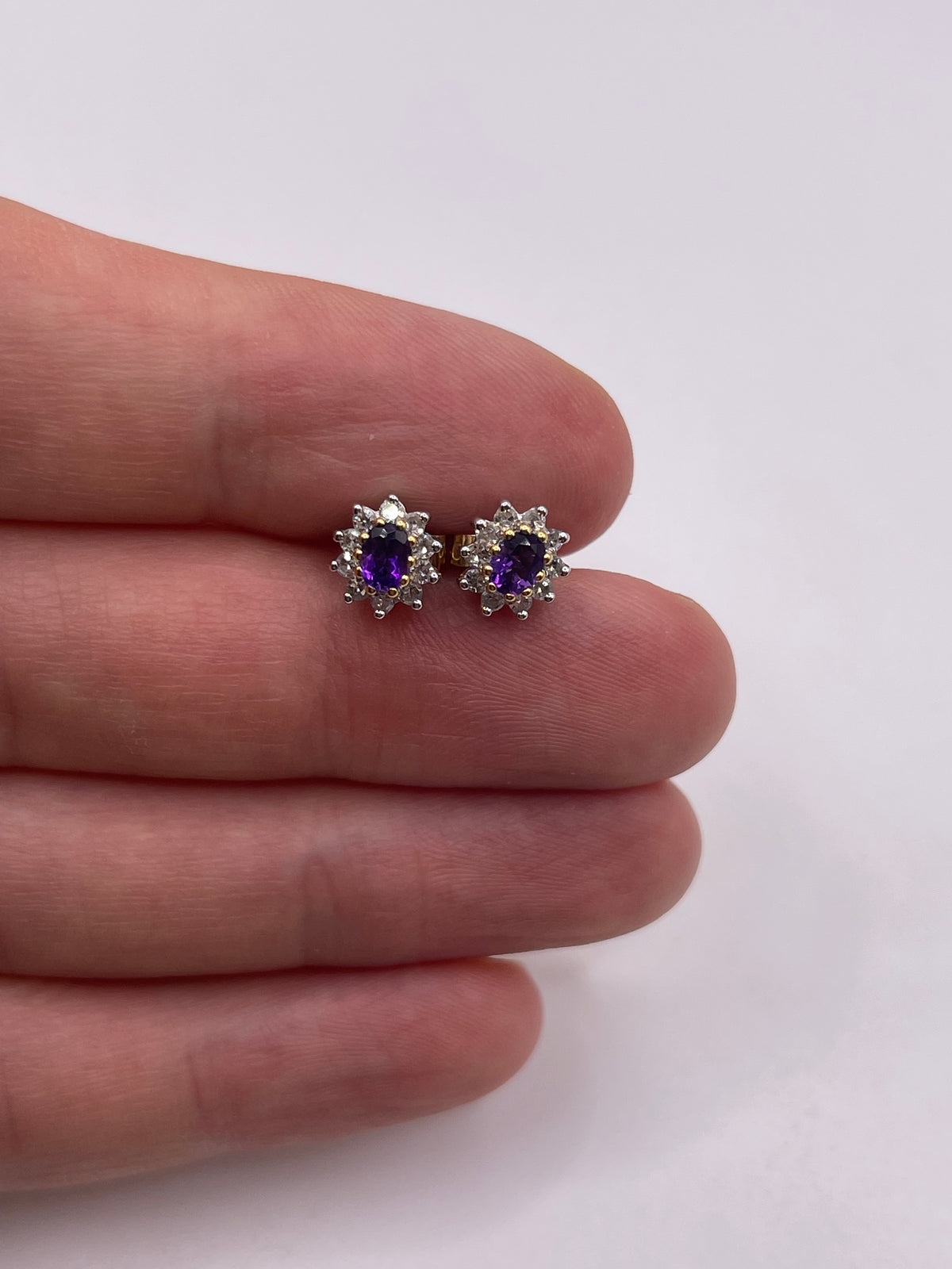 18ct gold amethyst and diamond earrings