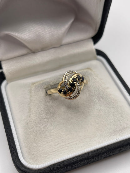 9ct gold sapphire and diamond ring