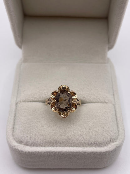 9ct gold Smokey quartz ring