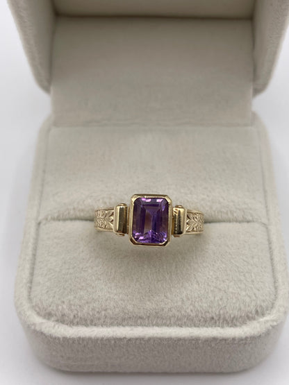 9ct gold amethyst ring