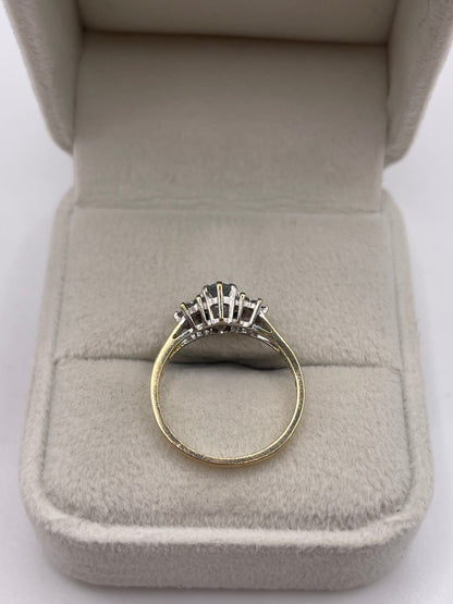 9ct gold aquamarine and diamond ring