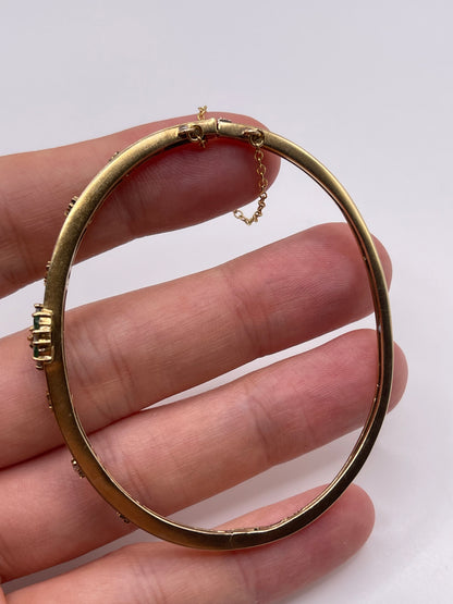 9ct gold emerald and diamond bangle