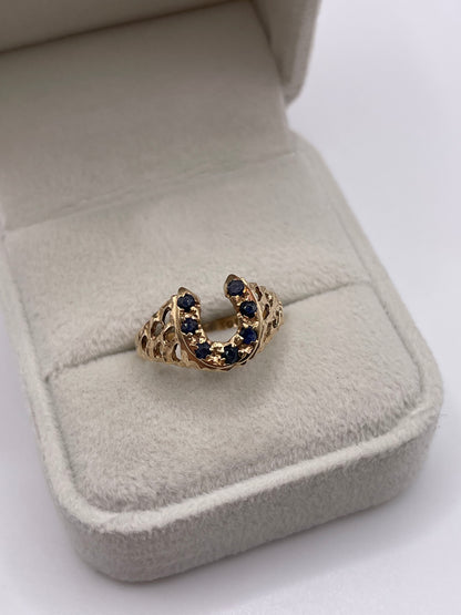 9ct gold sapphire horseshoe ring