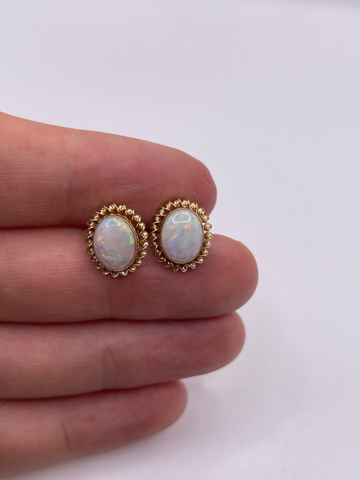 9ct gold opal earrings