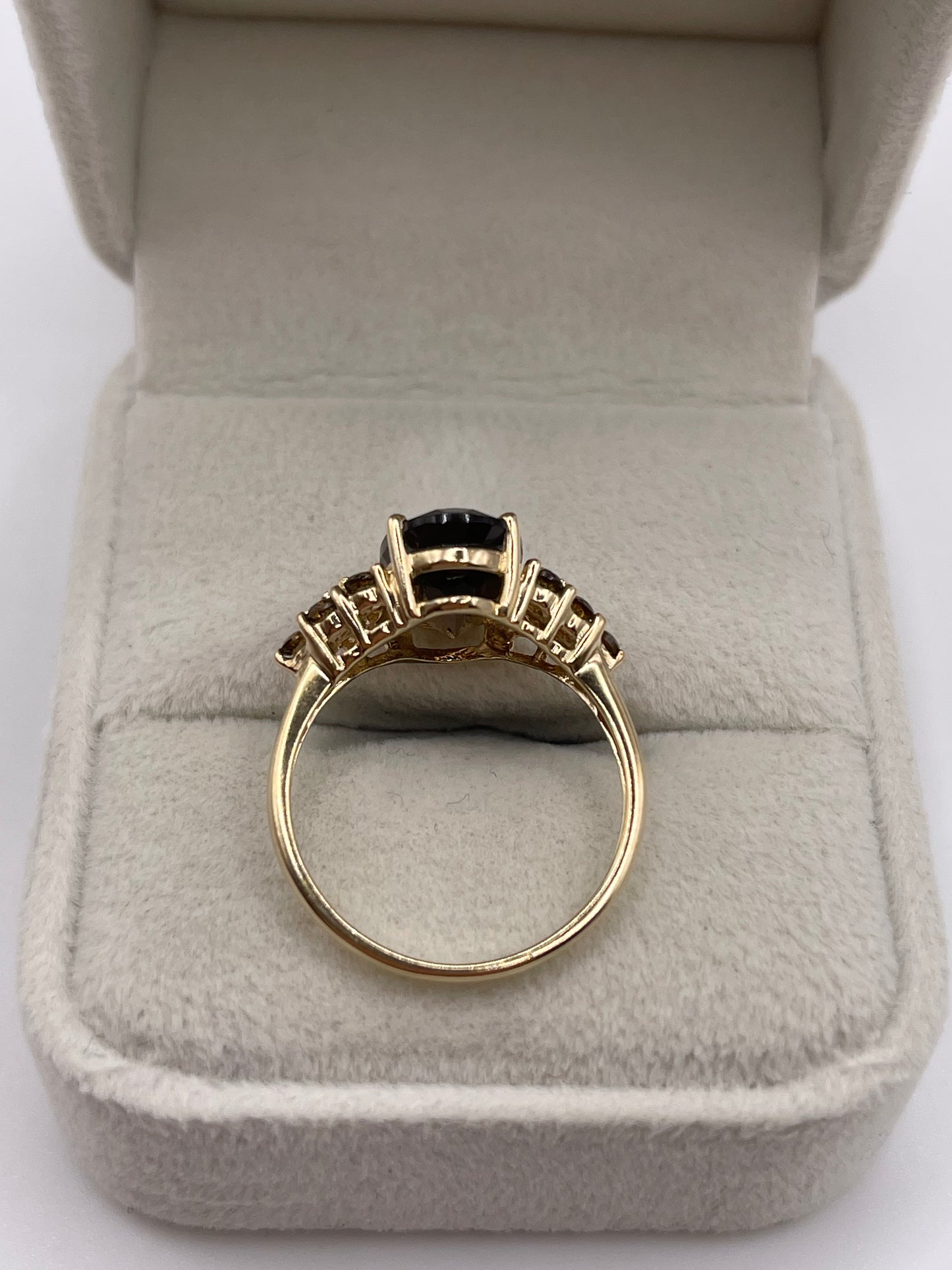 9ct gold Smokey quartz cluster ring
