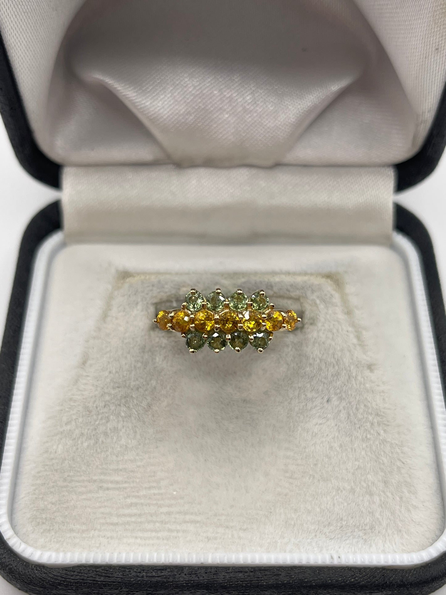 9ct gold sapphire cluster ring