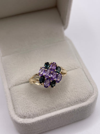 9ct gold sapphire cluster ring