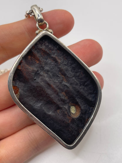 Silver amber necklace