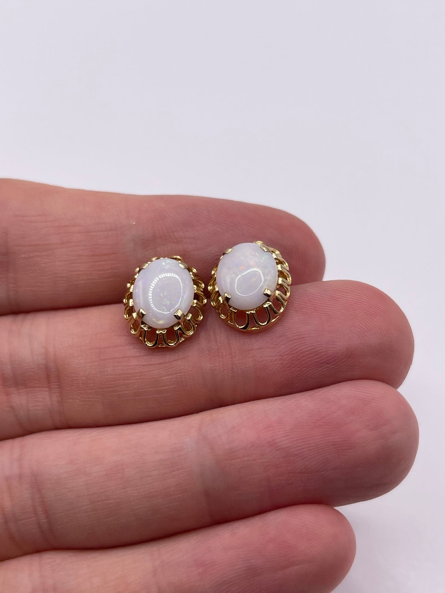 9ct gold opal earrings