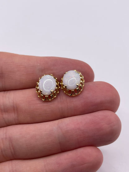 9ct gold opal earrings
